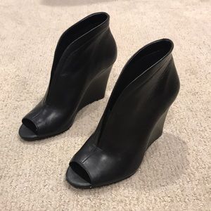 NWOT Leather wedges heeled booties Jessica Simpson